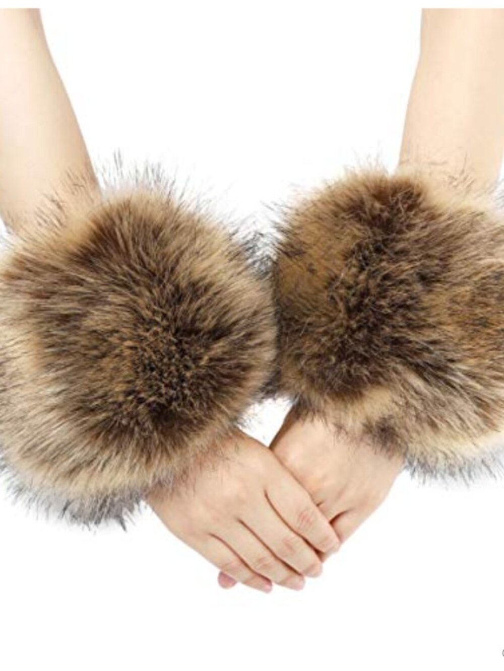 Faux Fur Leopard Print Wrist Cuffs Furry Arm Warmers
